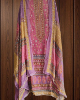 Elegant Organza Digital Print Suit With Mirror Highlighting & Chiffon Dupatta